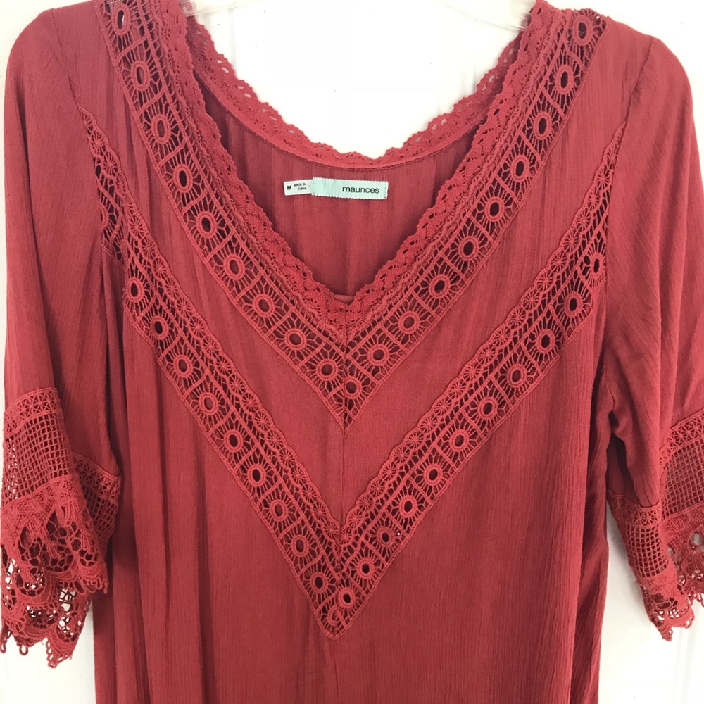 Beautiful dress with detailed neck and sleeves